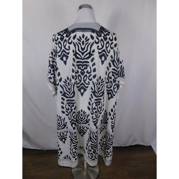 Black White Boho Tribal Kimono Tassel Pompom OS - Picture 7 of 11